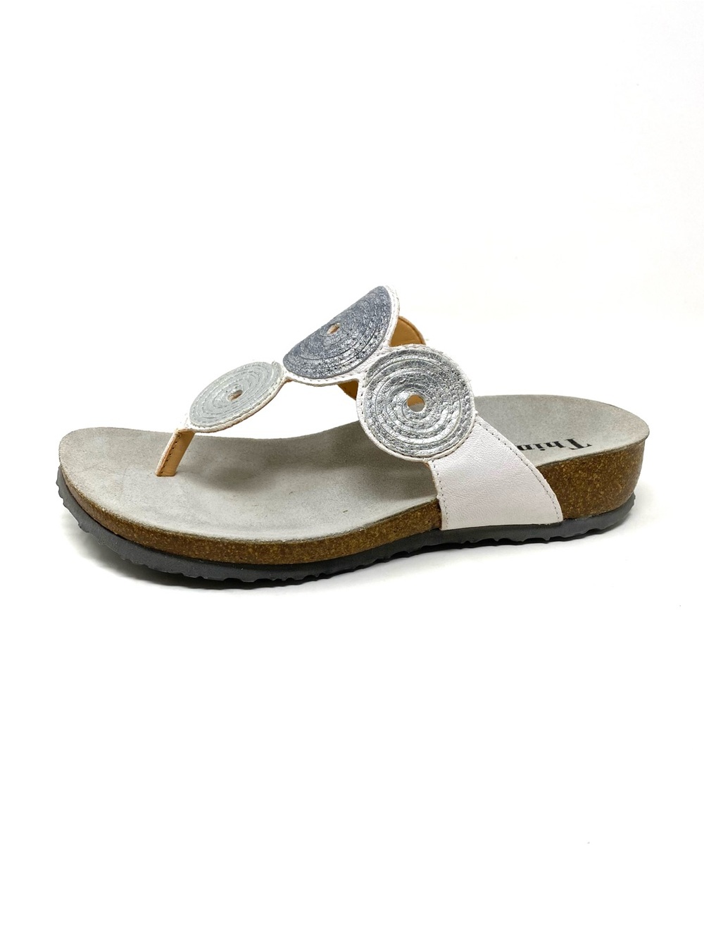 Think! Julia 372 Black Combination / Bianco Kombi Leather Sandals Slide Thong Mu
